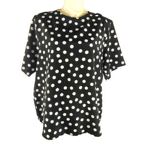 Yves St. Clair 2 Women's Suit Shirt Blouse Black White Polka Dot Size 16 W...